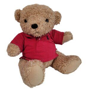 Vintage Ralph Lauren 14" Polo Bear Plush Stuffed Animal Toy with red polo